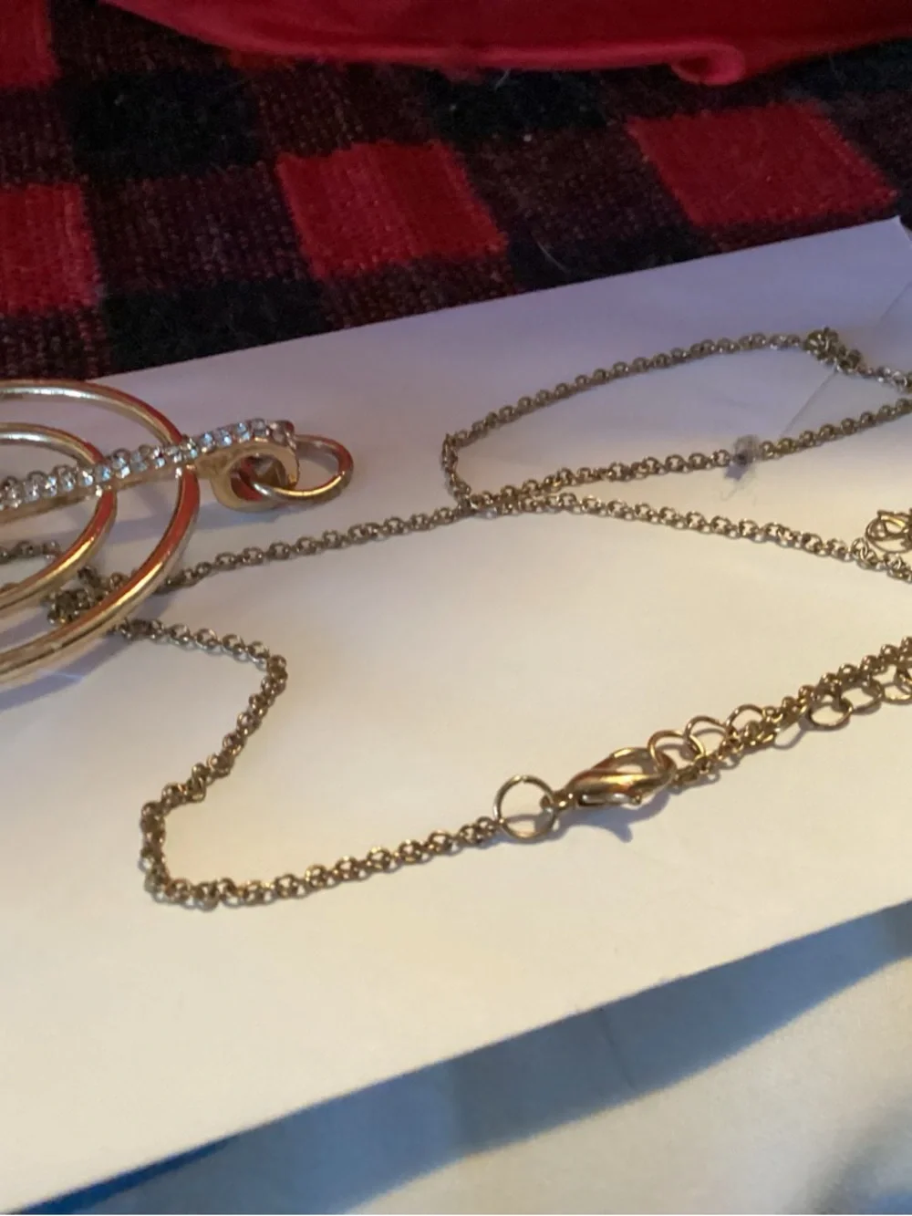 Women's Gold-Tone Circular Pendant Necklace - Red - Picture 4 of 4